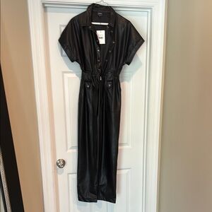 Bardot Black Faux Leather Jumpsuit